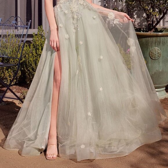 Sage green prom dress, formal ball gown wedding mother of the bride dress - Picture 3 of 6